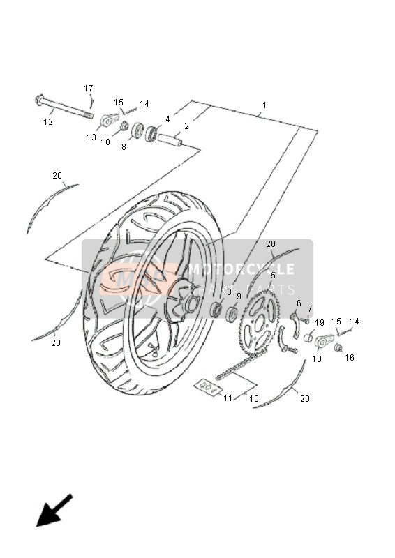 5WXF54461000, Sprocket, Driven 60T, Yamaha, 0